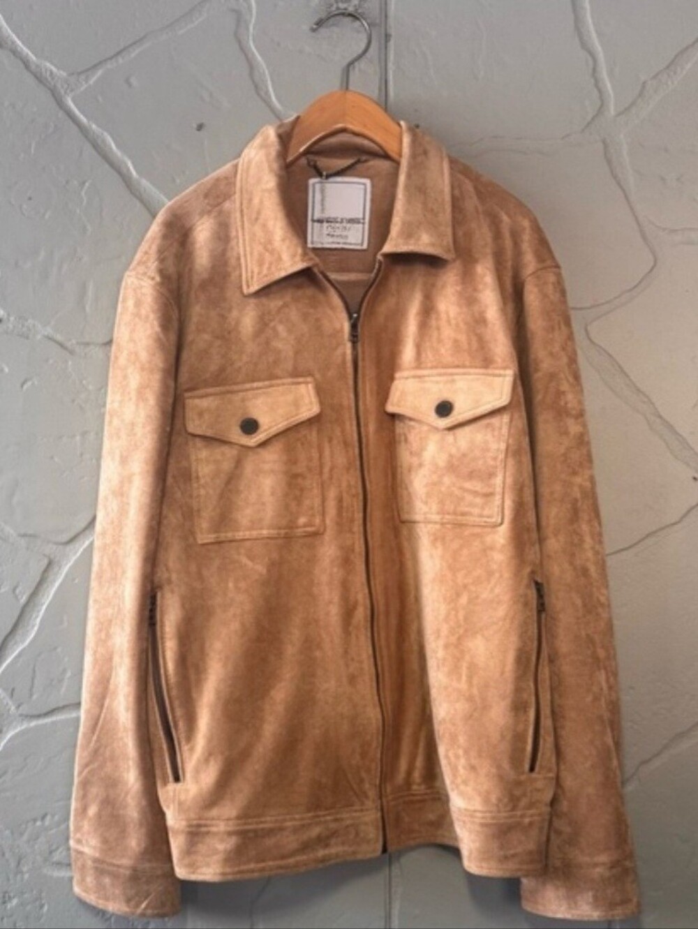 Men's Tan Faux Suede Zip Jacket.Blank NYC XL NWOT